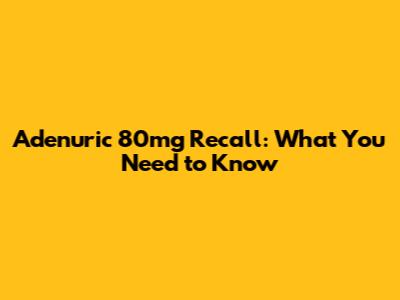Adenuric 80mg Recall: What You Need to Know