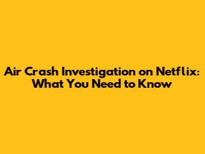 Air Crash Investigation on Netflix: What You Need to Know