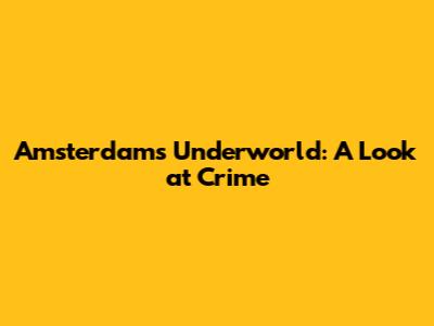 Amsterdam's Underworld: A Look at Crime