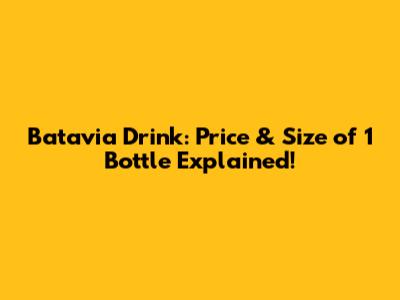 Batavia Drink: Price & Size of 1 Bottle Explained!