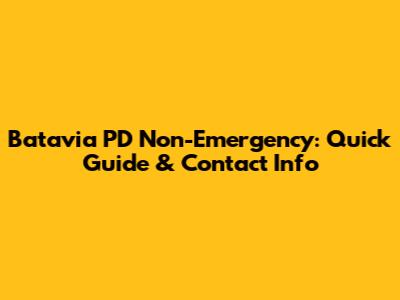 Batavia PD Non-Emergency: Quick Guide & Contact Info