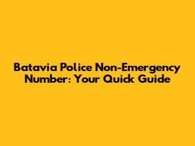 Batavia Police Non-Emergency Number: Your Quick Guide