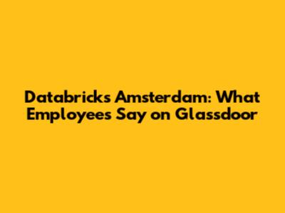 Databricks Amsterdam: What Employees Say on Glassdoor