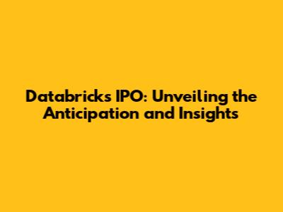 Databricks IPO: Unveiling the Anticipation and Insights
