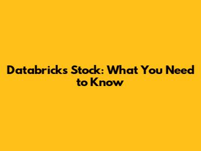 Databricks Stock: What You Need to Know