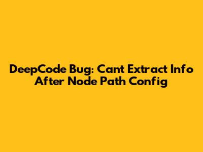 DeepCode Bug: Can't Extract Info After Node Path Config