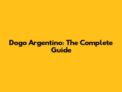 Dogo Argentino: The Complete Guide
