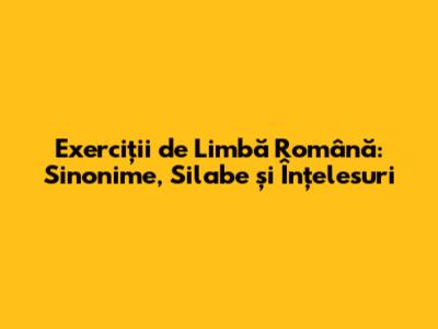 Exerciții de Limbă Română: Sinonime, Silabe și Înțelesuri