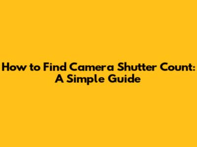 How to Find Camera Shutter Count: A Simple Guide