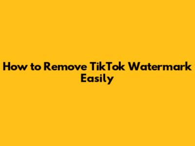 How to Remove TikTok Watermark Easily