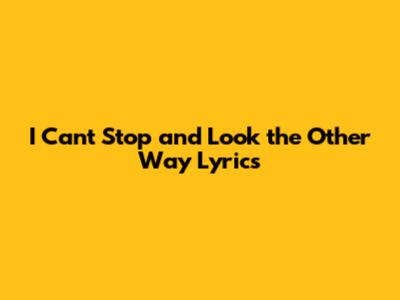 I Can't Stop and Look the Other Way Lyrics