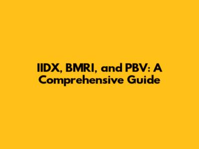 IIDX, BMRI, and PBV: A Comprehensive Guide
