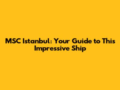 MSC Istanbul: Your Guide to This Impressive Ship