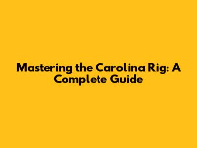 Mastering the Carolina Rig: A Complete Guide