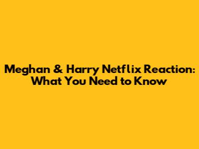 Meghan & Harry Netflix Reaction: What You Need to Know