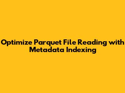 Optimize Parquet File Reading with Metadata Indexing