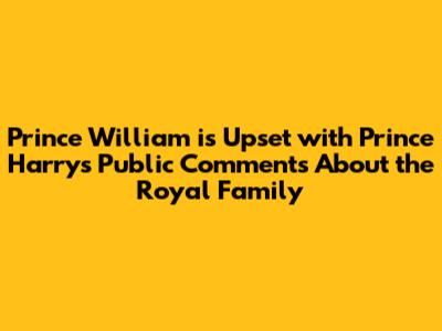 Prince William is Upset with Prince Harry's Public Comments About the Royal Family