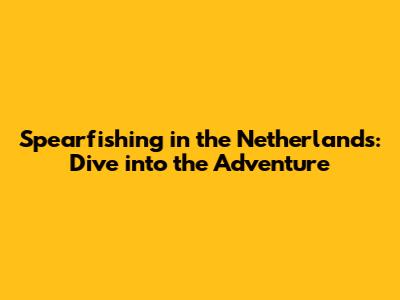 Spearfishing in the Netherlands: Dive into the Adventure