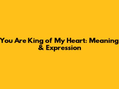 You Are King of My Heart: Meaning & Expression