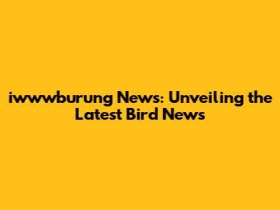 iwwwburung News: Unveiling the Latest Bird News