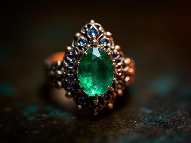 Antique-style revival jewelry with intricate filigree and vintage gemstones