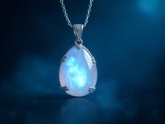 A luminous moonstone pendant, part of the Celestial Tides Collection